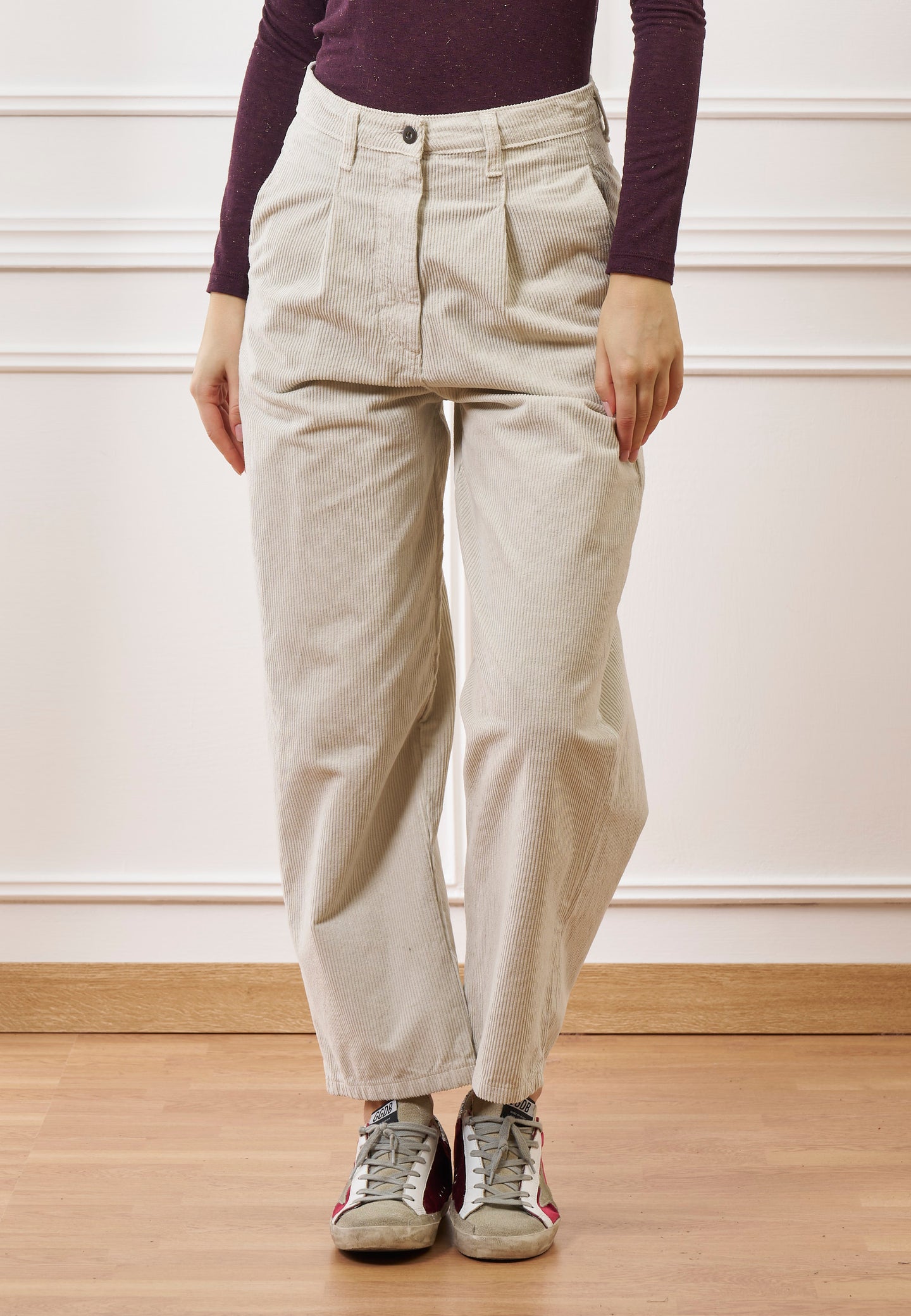 Pantalone balloon in velluto a coste