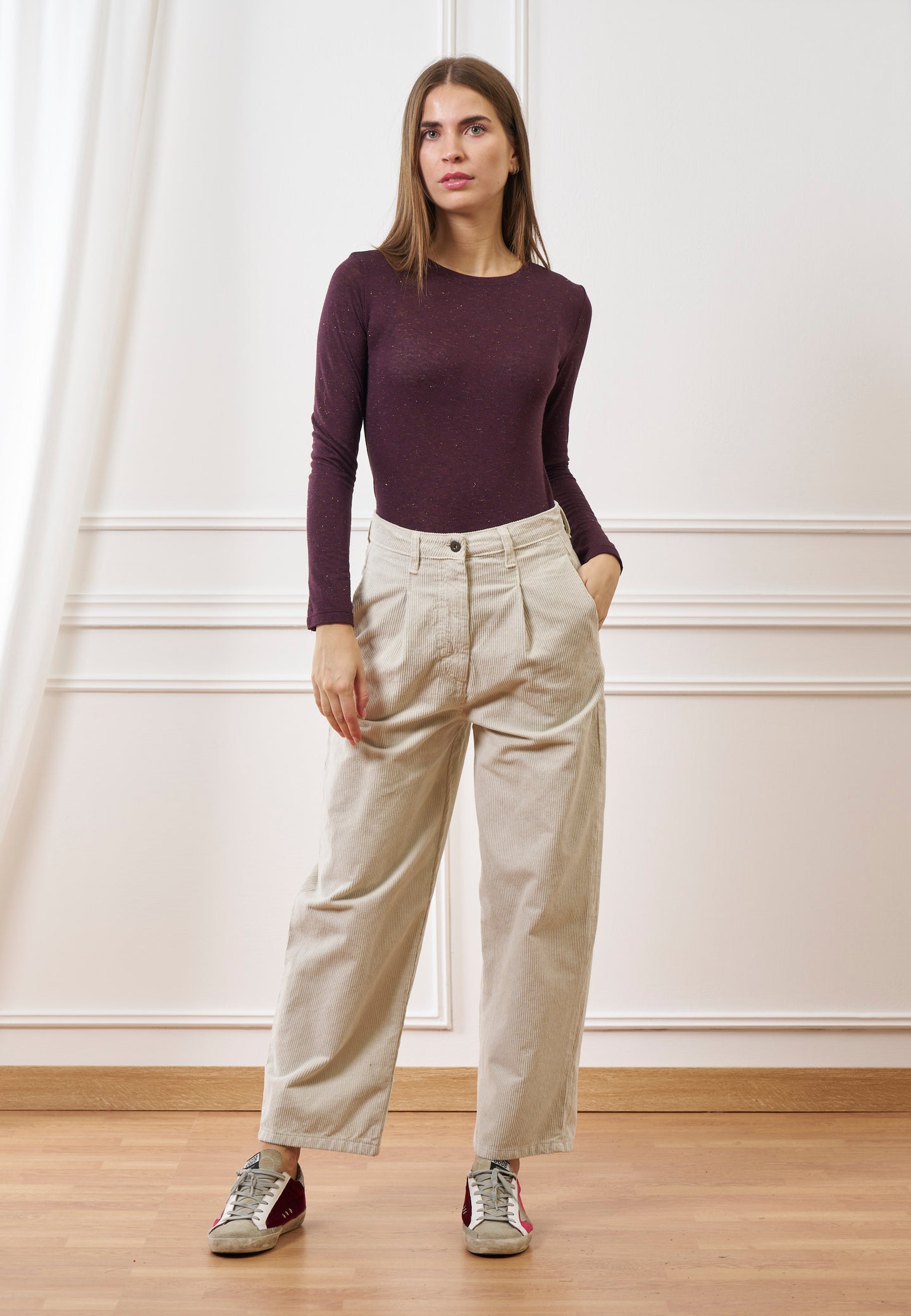 Pantalone balloon in velluto a coste