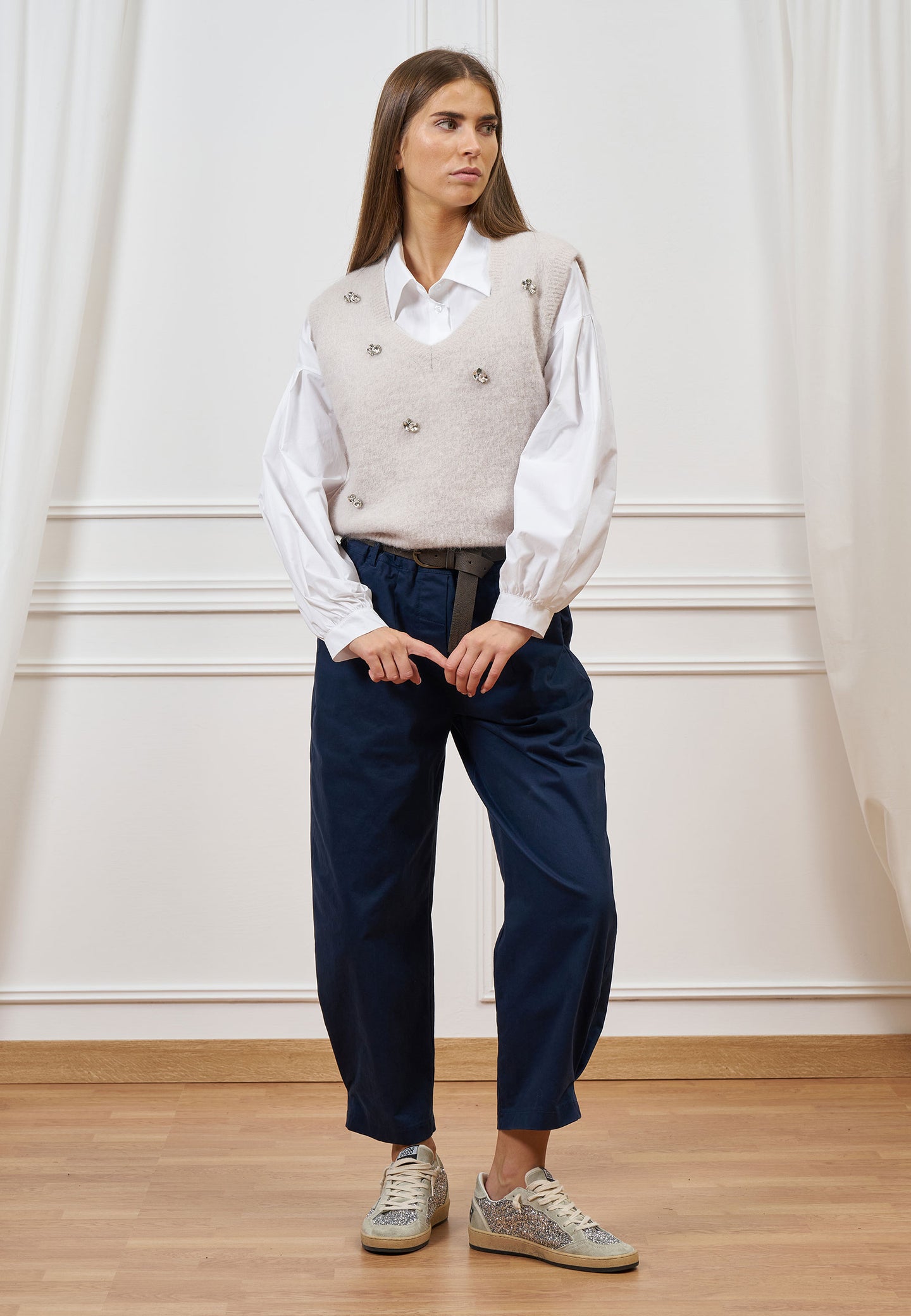 Pantalone balloon vita alta