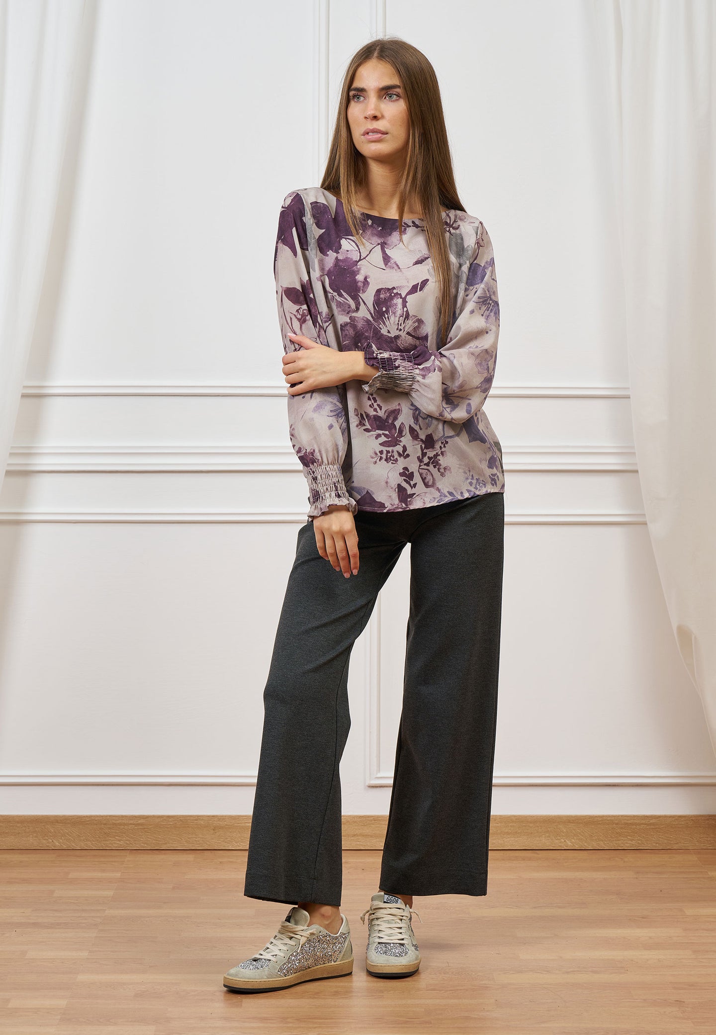 Pantalone cropped in punto roma