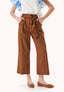 Cropped trousers with gathered waist