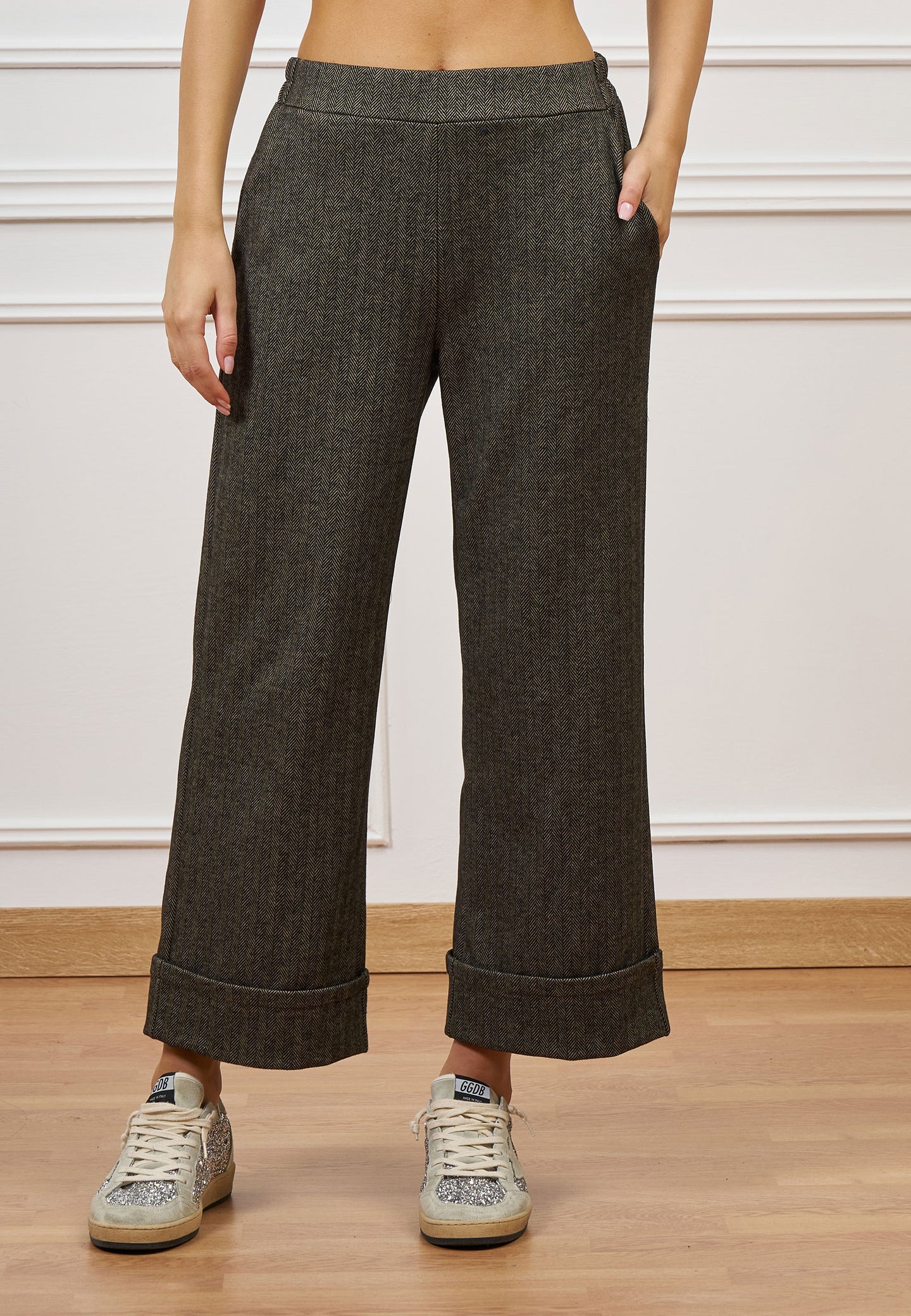 Pantalone in jersey spinato