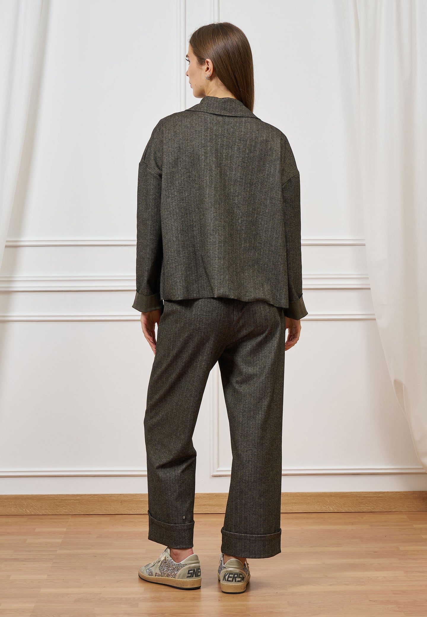 Pantalone in jersey spinato