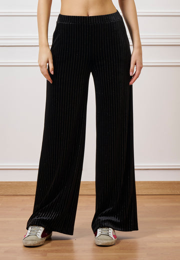 Pantalone in velluto gessato lurex