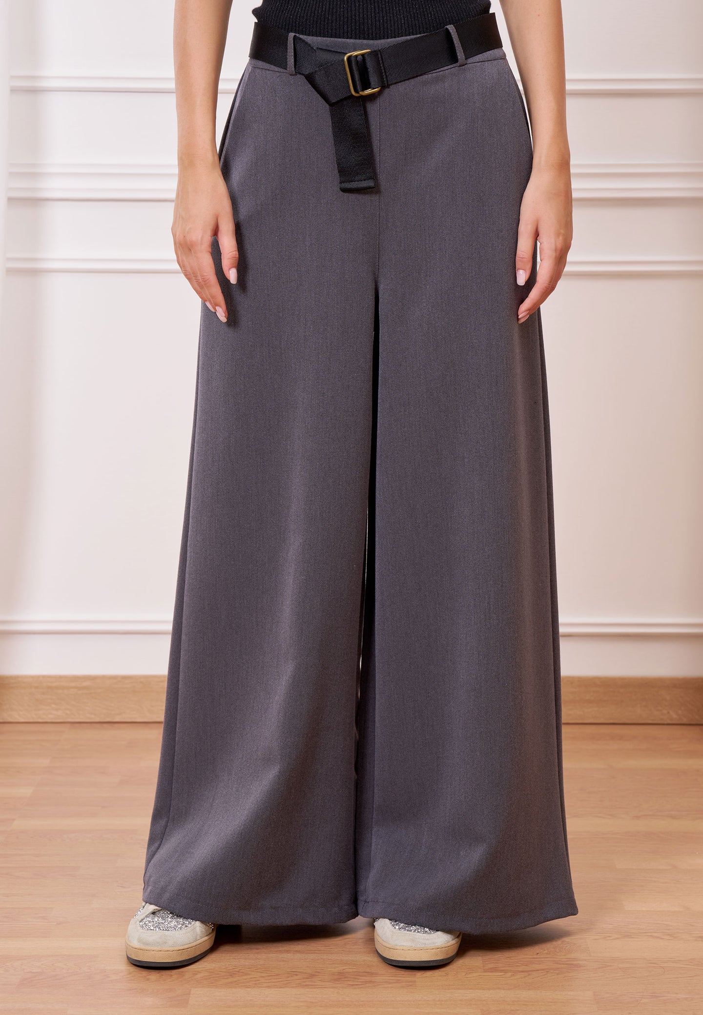 Pantalone melange vita alta