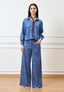 Pantalone palazzo effetto denim - BLU