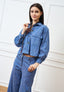 Pantalone palazzo effetto denim - BLU