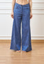 Pantalone palazzo effetto denim - BLU