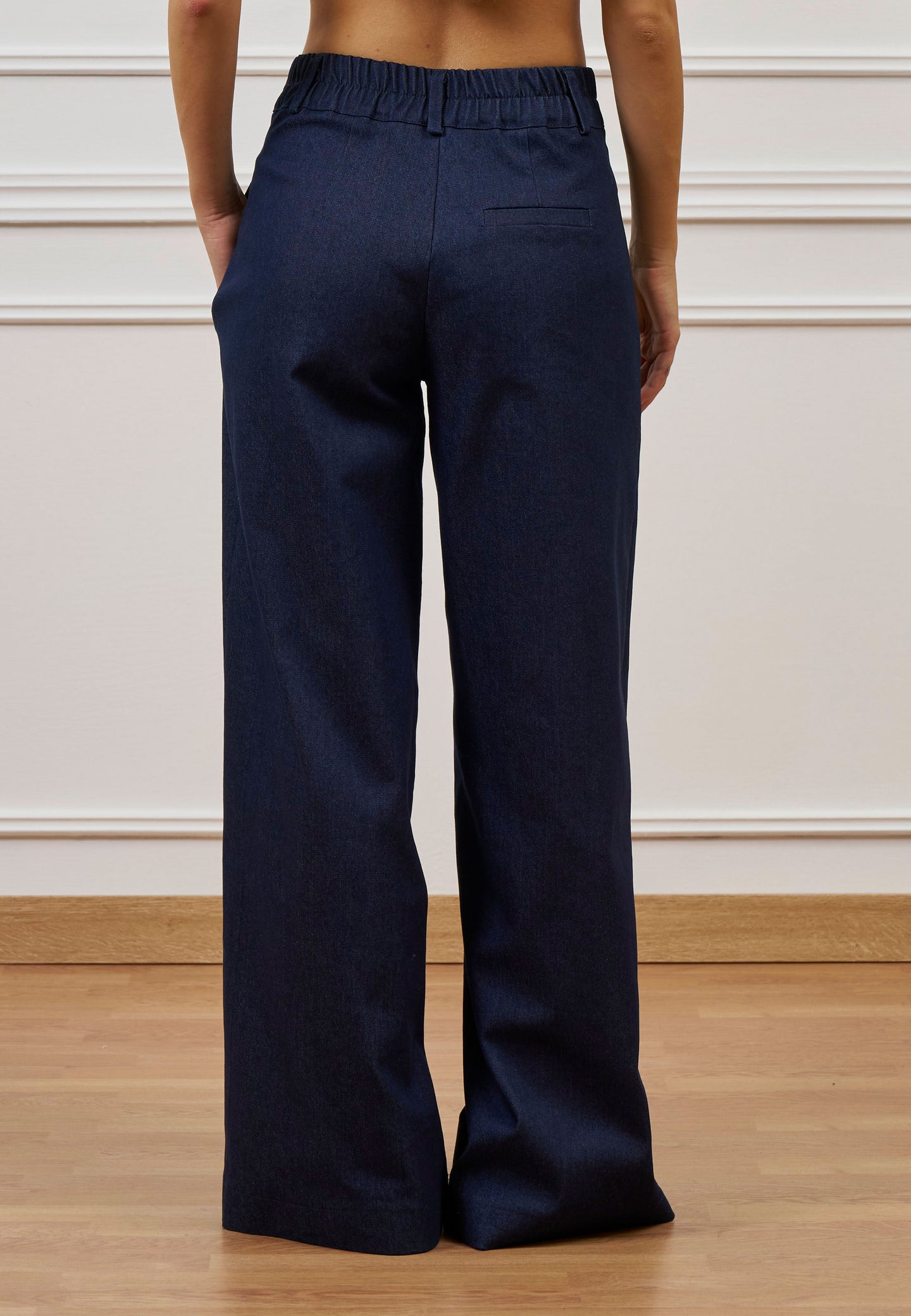Pantalone palazzo effetto denim
