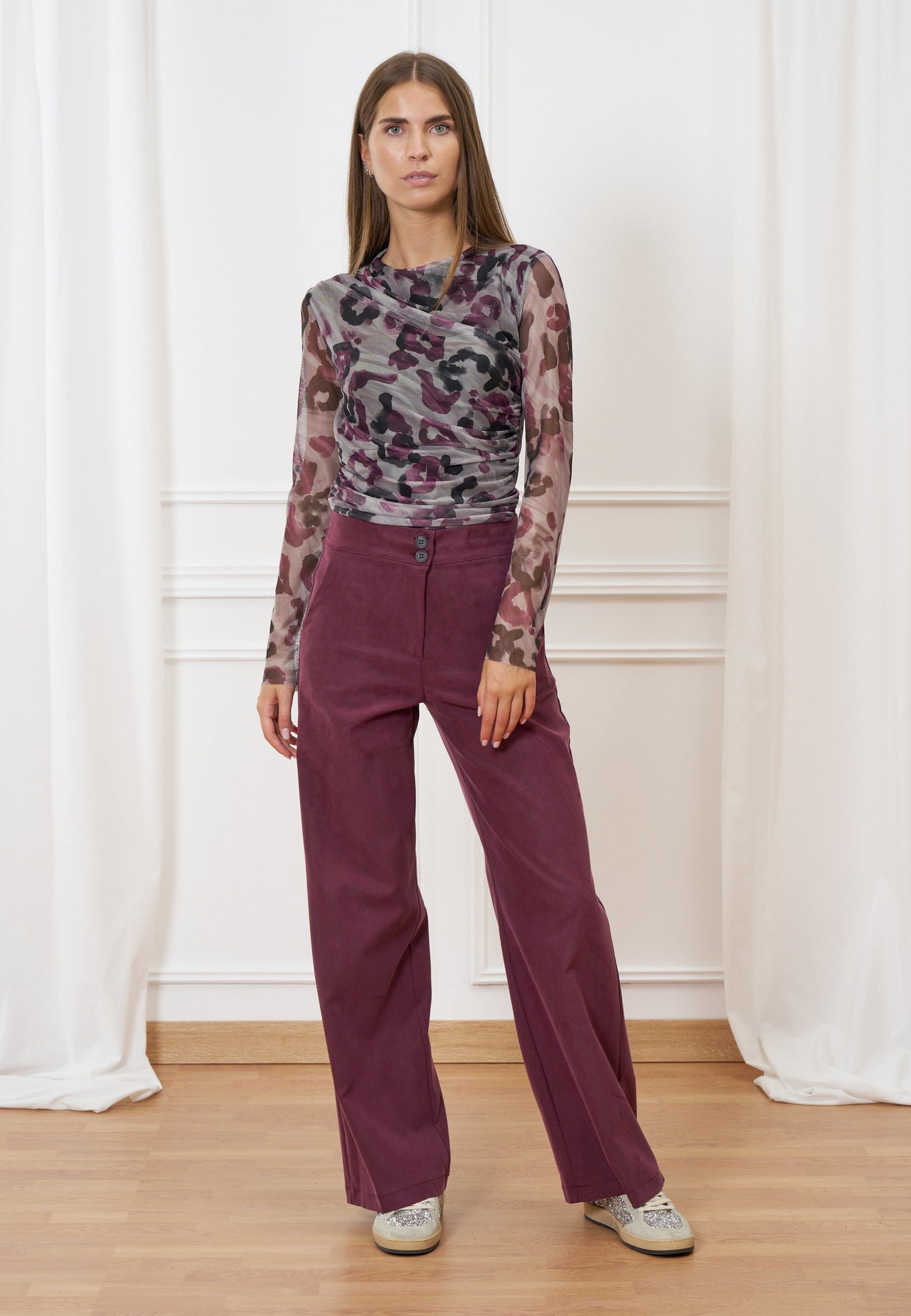 Pantalone palazzo elastico retro