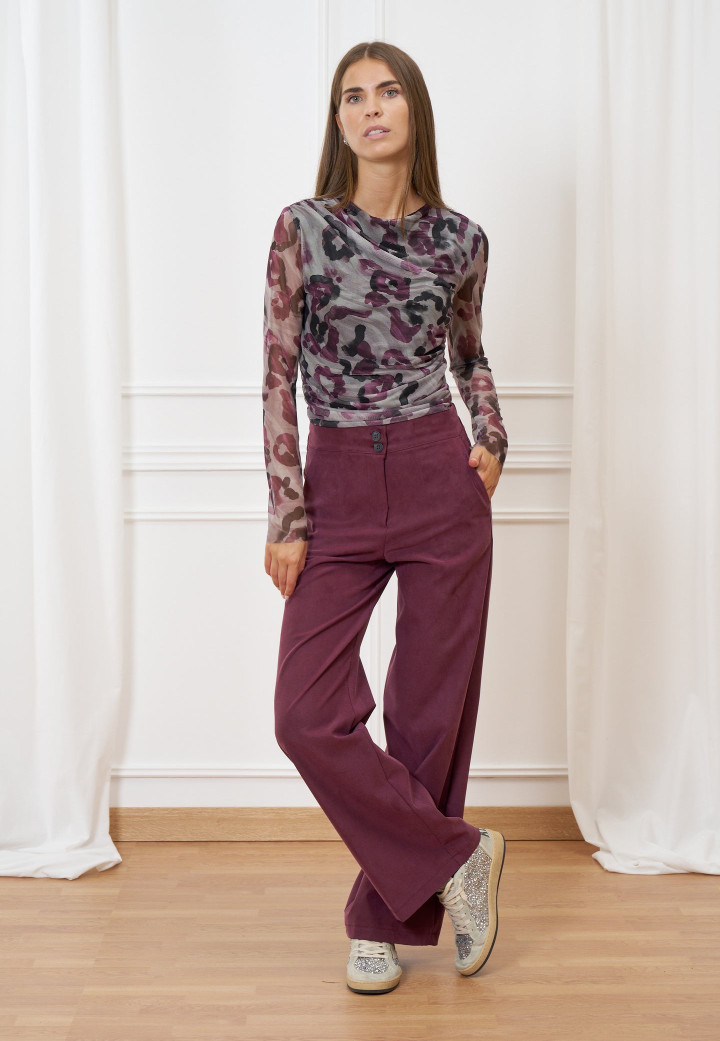 Pantalone palazzo elastico retro