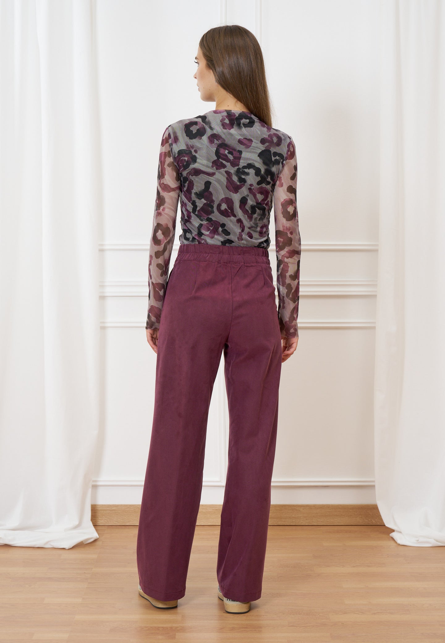 Pantalone palazzo elastico retro