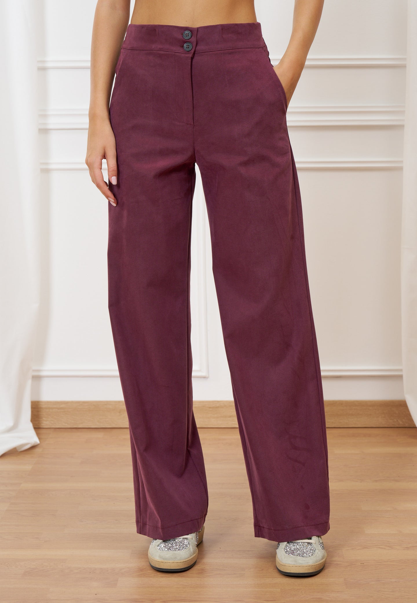 Pantalone palazzo elastico retro