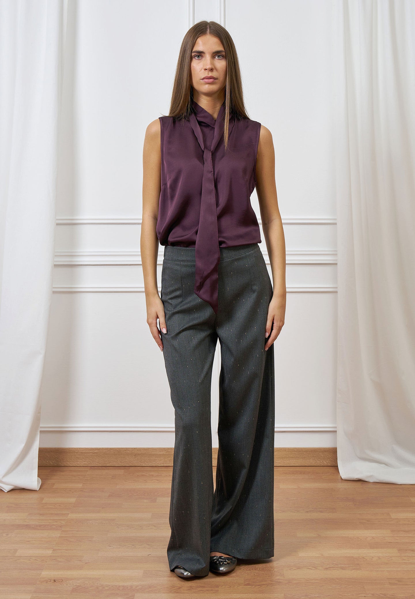 Pantalone palazzo gessato lurex