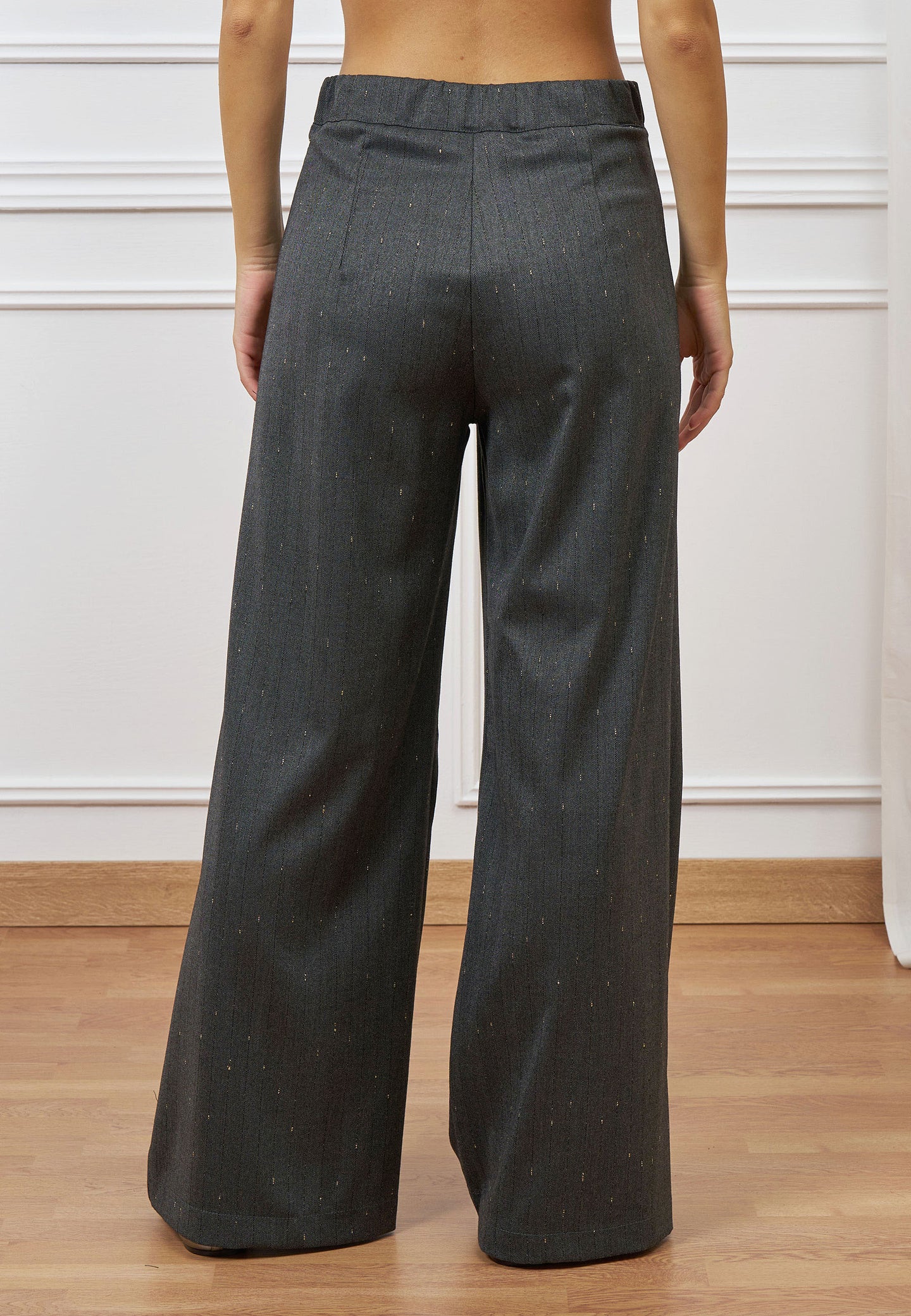 Pantalone palazzo gessato lurex