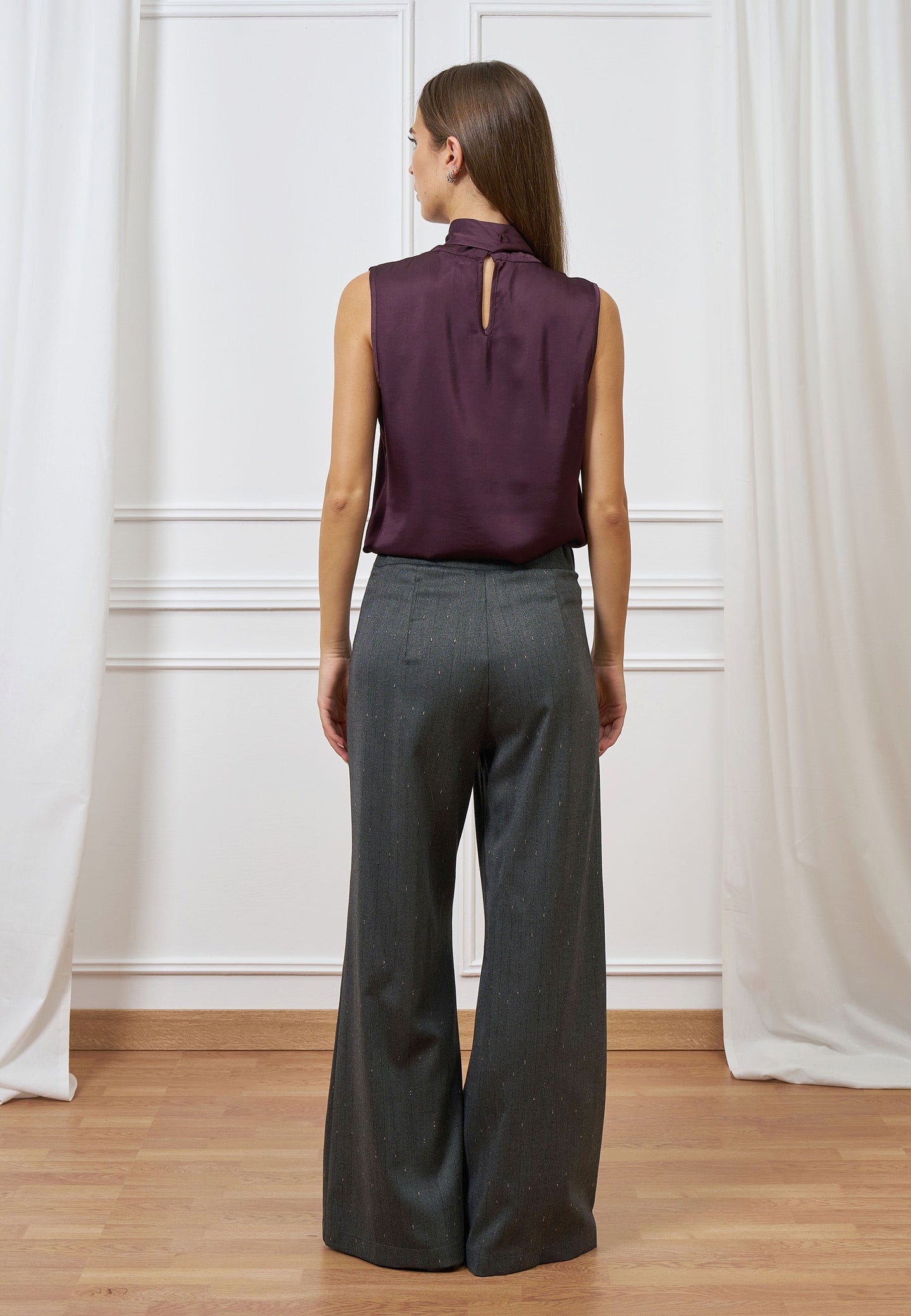 Pantalone palazzo gessato lurex