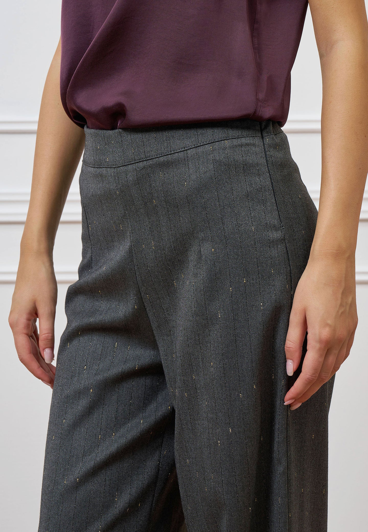 Pantalone palazzo gessato lurex
