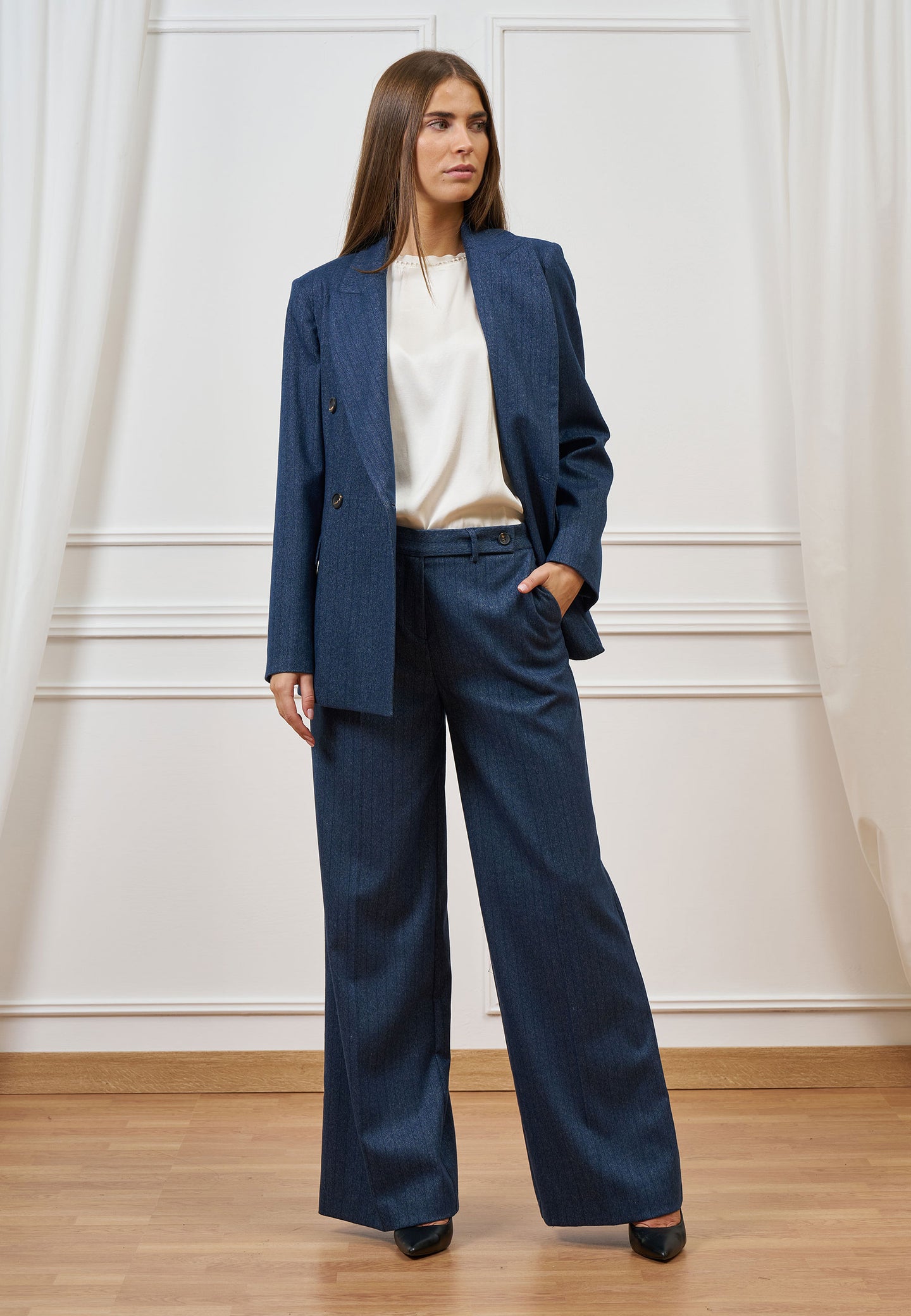 Pantalone palazzo gessato