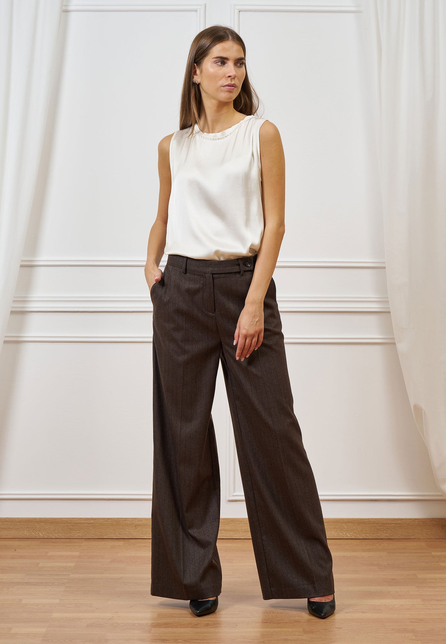 Pantalone palazzo gessato