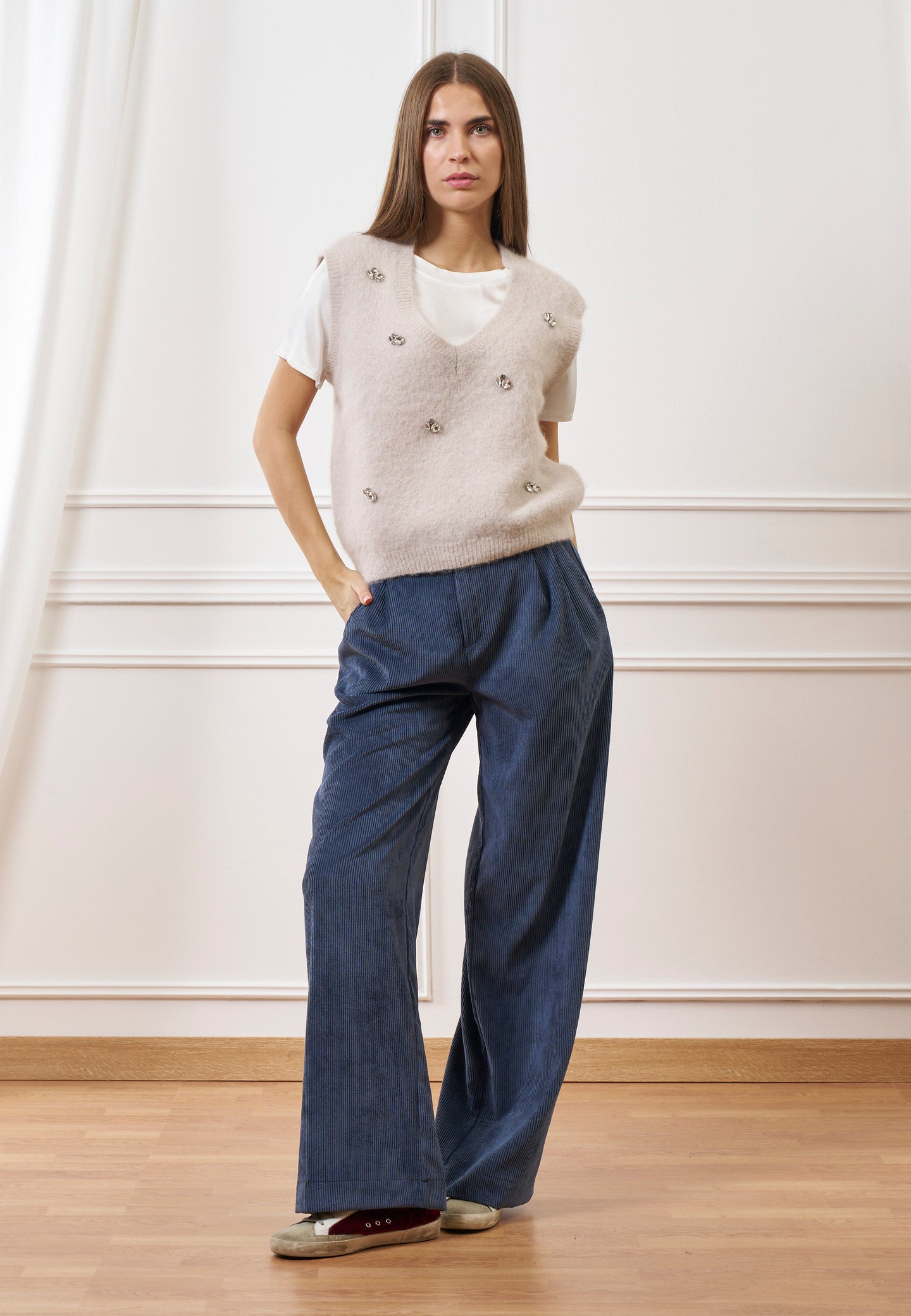 Pantalone palazzo in velluto a coste