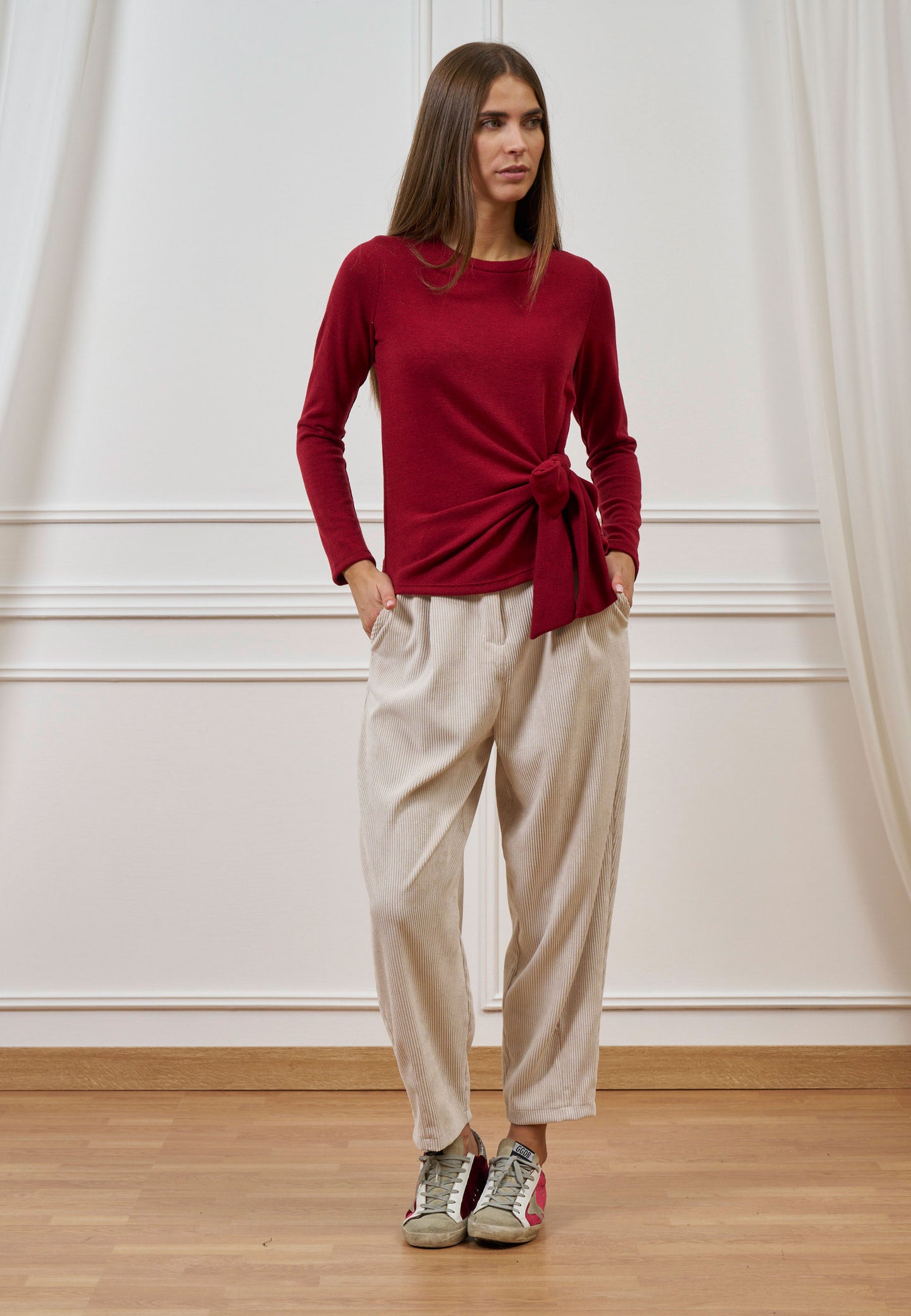 Pantalone pinces velluto