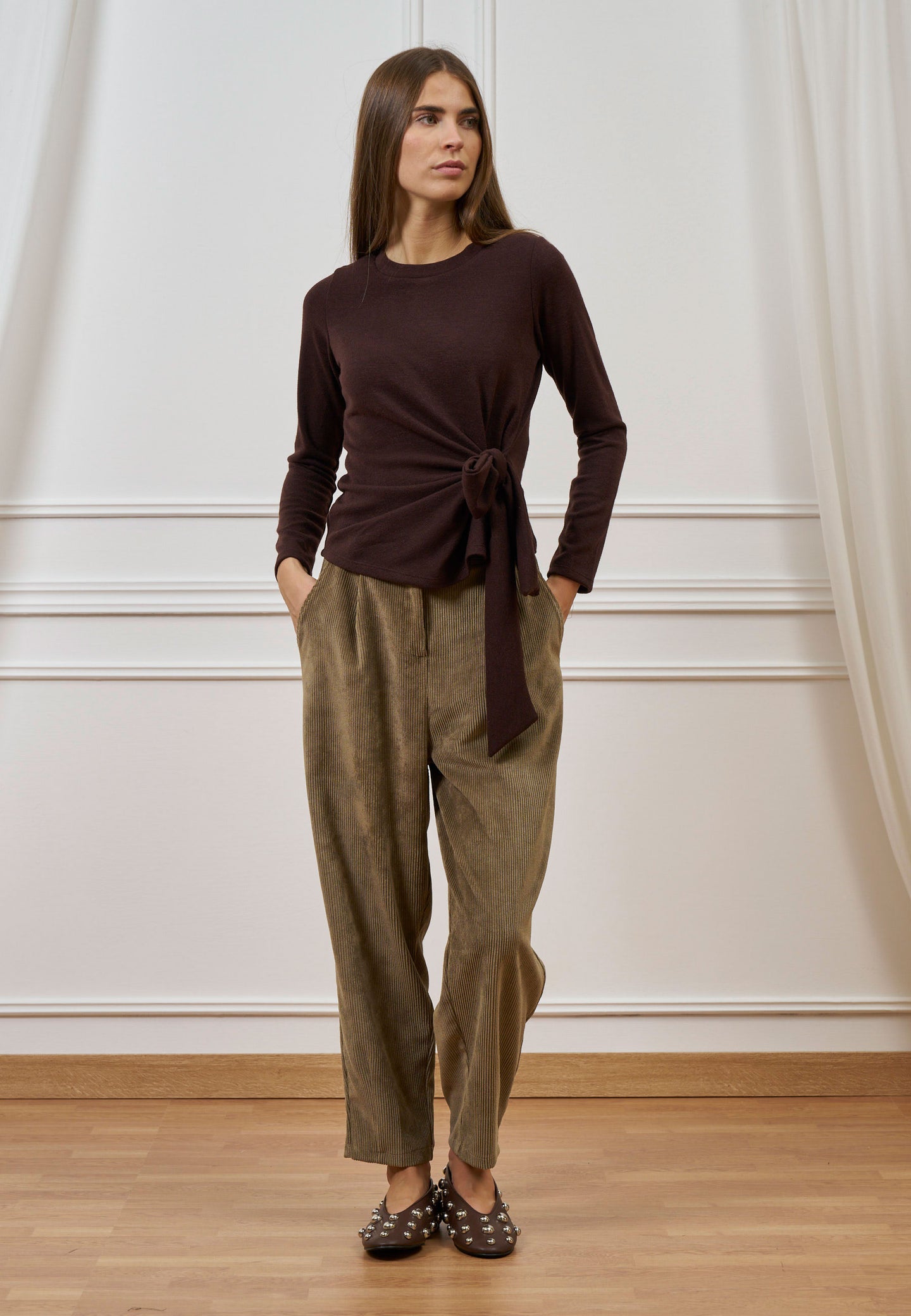 Pantalone pinces velluto