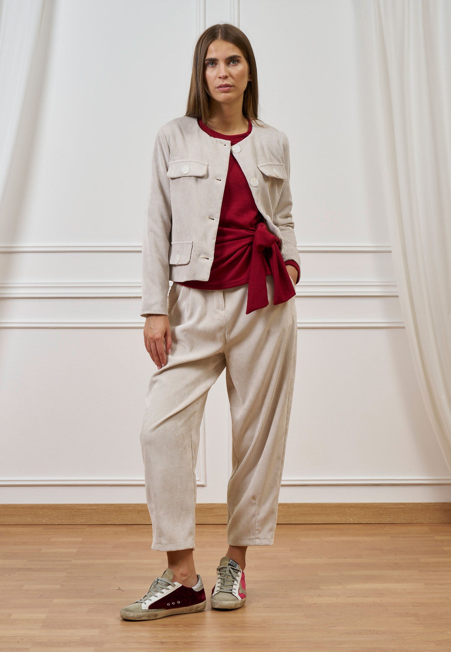 Pantalone pinces velluto