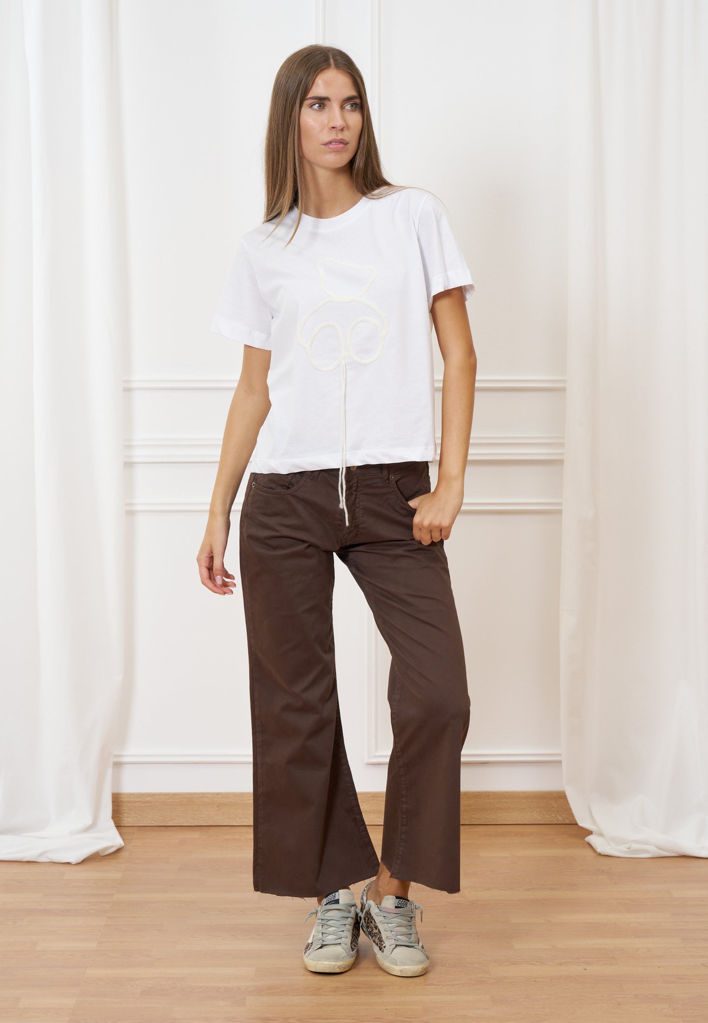 Pantalone svasato a vita alta