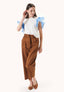 Cropped trousers with gathered waist