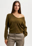 Cardigan a costine con scollo a v - NOCCIOLA