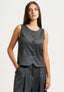 Gilet girocollo gessato con lurex - GRIGIO MEDIO