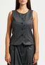 Gilet girocollo gessato con lurex - GRIGIO MEDIO