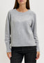 Maglia con bordi a costine e paillettes - GRIGIO CHIARO