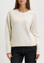 Maglia con bordi a costine e paillettes - AVORIO