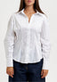 Camicia in cotone con vita aderente - BIANCO