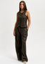 Pantalone con pinces gessato lurex - MILITARE