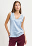 Blusa smanicata in raso di viscosa - AZZURRO