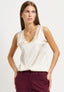 Blusa smanicata in raso di viscosa - AVORIO