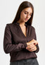 Blusa coreana in raso di viscosa - MARRONE