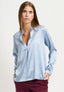 Blusa coreana in raso di viscosa - CELESTE