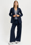 Pantalone palazzo mano lana elastico retro - BLU
