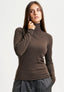 Maglia in viscosa con collo alto - MARRONE