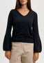 Maglia in viscosa con polso ampio - NERO