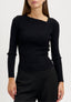 Maglia collo asimmetrico a costine - NERO