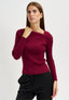 Maglia collo asimmetrico a costine - BORDEAUX
