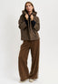Cappotto corto spinato in misto lana - BEIGE