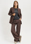 Pantalone gessato gamba dritta - NOCCIOLA
