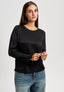 Blusa manica lunga in raso - NERO