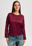 Blusa manica lunga in raso - BORDEAUX