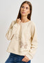 Felpa con applicazione fiore e strass - BEIGE